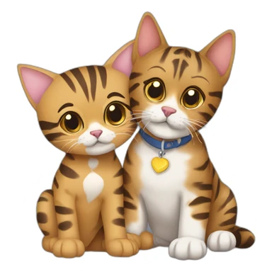 Hugging-bengalcat-and-yorkie sticker