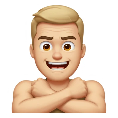 arms crossed around neck angry laughing guy sticker