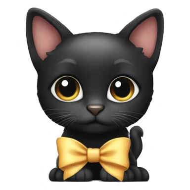 black kitten with bow  sticker