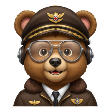 pilot bear with glasses sticker