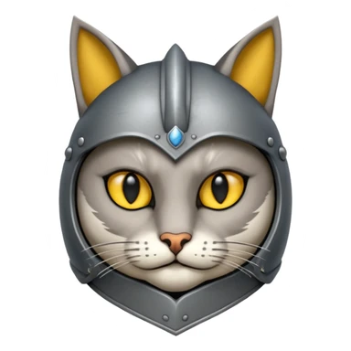 Crea un gato atigrado plomo con armadura y casco medieval  sticker