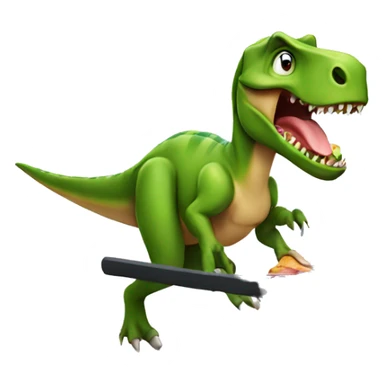 dino running on treadmill while holding a stack of food sticker