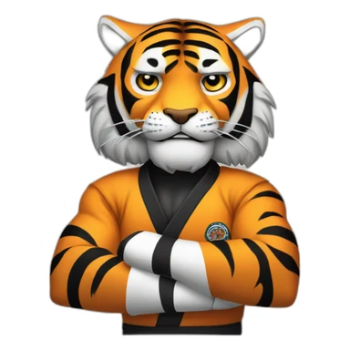 Tiger with evil face   jiu jitsu with his arms crossed sticker