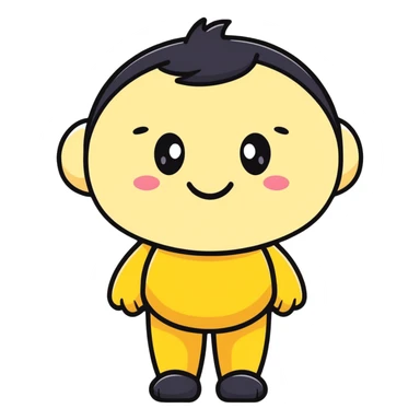 simple embarrassed white smiley with black hair sticker