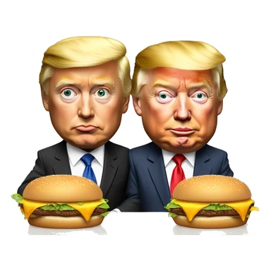 realistic donald trump and elon musk eating a burger - mcDonalds sticker
