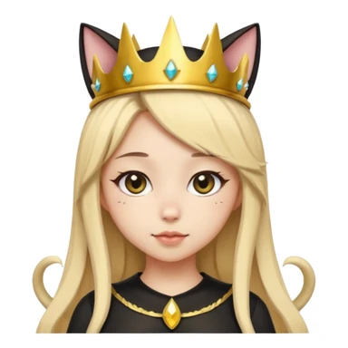 queen black cat kawaii girl sticker