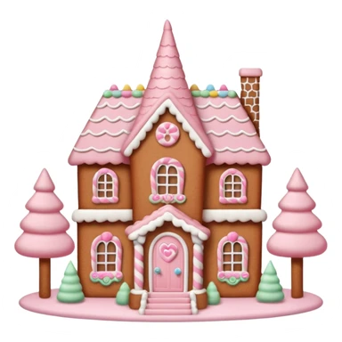 Cute Queen Anne style pastel pink gingerbread house mansion sticker