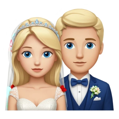 Blonde wife and blonde husband getting married Both Blue eyes sticker