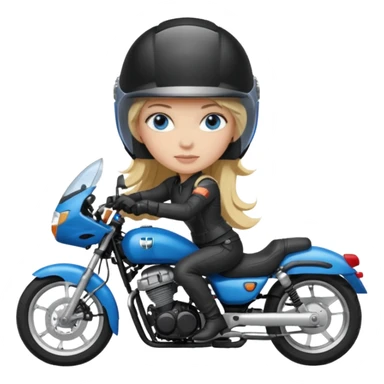 moça loira de cabelo comprido e olhos azuis com capacete em moto honda 150 preta sticker