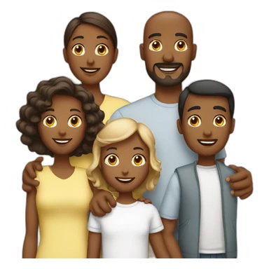 A family with 3 childrens and two parents sticker