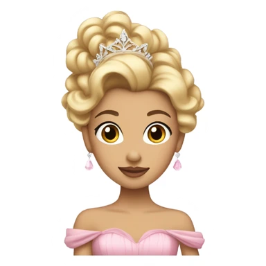 Princess with pink ballgown and light skin and big blonde hair updo pretty detailed realistic  sticker