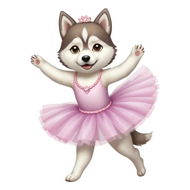 Siberian husky white and brown dancing ballet sticker