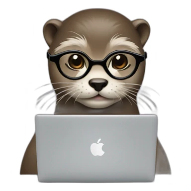 female vet otter with glasses use a macbook sticker