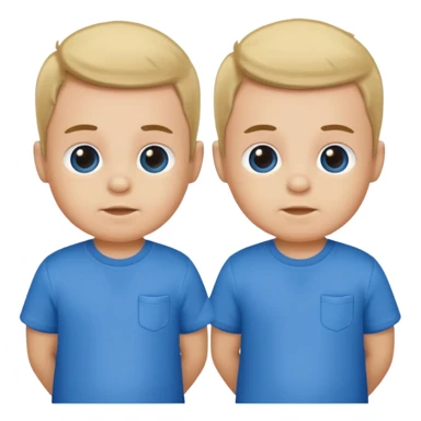 Twin baby boys with blue shirts on sticker