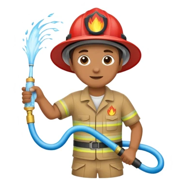 A hand holding a water hose and extinguishing the fire, no man sticker