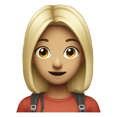 a girl stood outside a house with an evil smile sticker