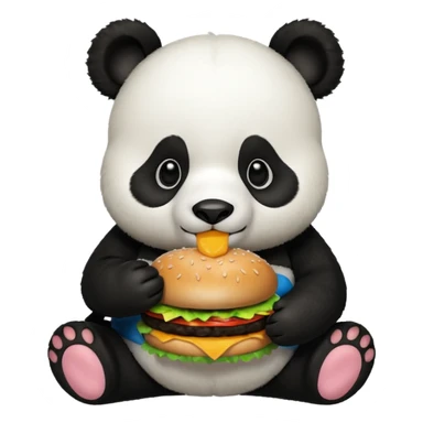 panda eating a hamburger sticker