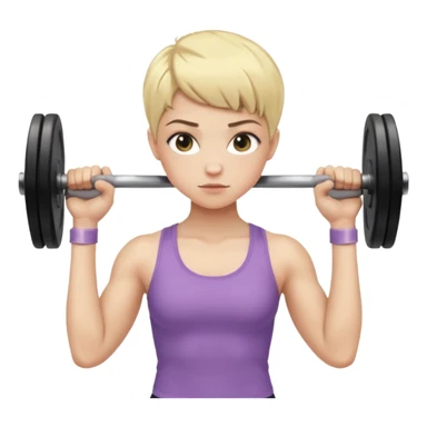 pale gym girl with blonde pixie cut lifting weights sticker
