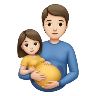 a pregnant man with middle parted hair sticker