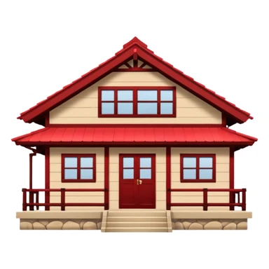 japan style wood house red beige sticker