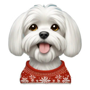 Maltese dog in Christmas sweater  sticker