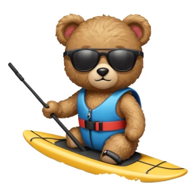 Teddy bear water skiing  sticker