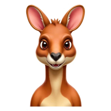 Cinematic Comical Adult Red Kangaroo Portrait Emoji, Head tilted dramatically with an exaggeratedly shocked expression, featuring a robust, dynamic build with a uniquely red kangaroo-shaped head sporting an elongated snout and wide, comically expressive eyes full of playful disbelief, Simplified yet hilariously expressive features, highly detailed, glowing with a slightly sassy outback glow, high shine, dramatic yet playful, stylized with an air of cheeky wild mischief, soft glowing outline, capturing the essence of a meme-worthy kangaroo that looks ready to bound its way into viral fame! sticker