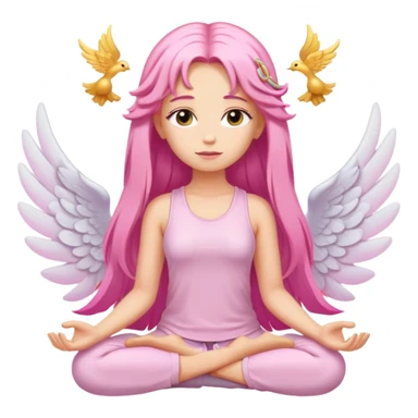 blonde angel woman with long hair meditating with pink hair clips sticker