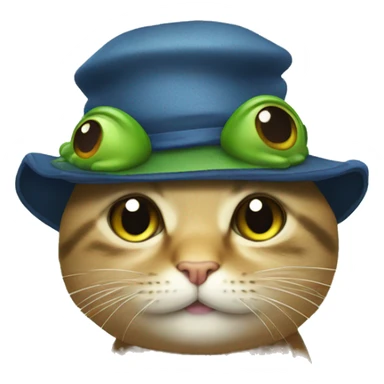 Cute cat wearing a frog hat sticker