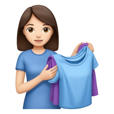 brunette woman holding laundry sticker