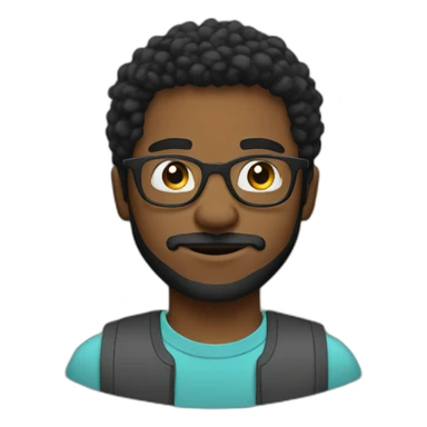 Black Young man and glasses and little beard mustache working in digital space sticker