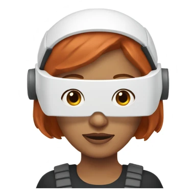 Redhead woman wearing white VR headgear  sticker