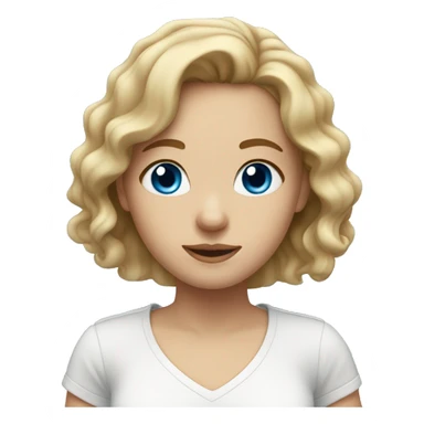 girl with dirty blonde wavy hair and blue eyes wearing a white shirt sticker