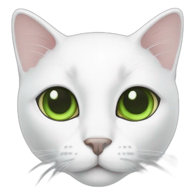 White cat with green ear and nose sticker