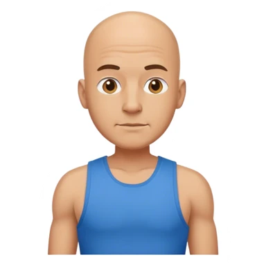 bald man in blue tank sticker