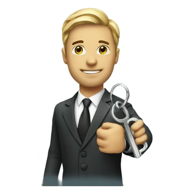 businessman with a key sticker