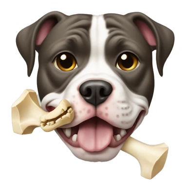 Pitbull dog with a bone in mouth sticker