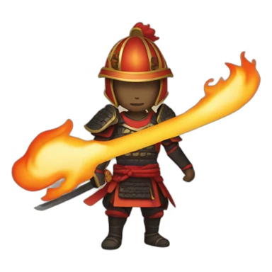 Fire samurai with a sword sticker