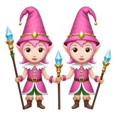 pink elves with staff sticker