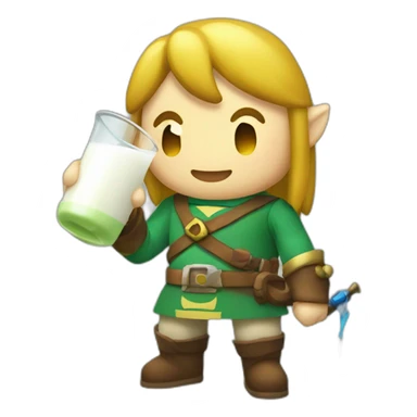 Zelda swordsman drinking a milk bottle sticker