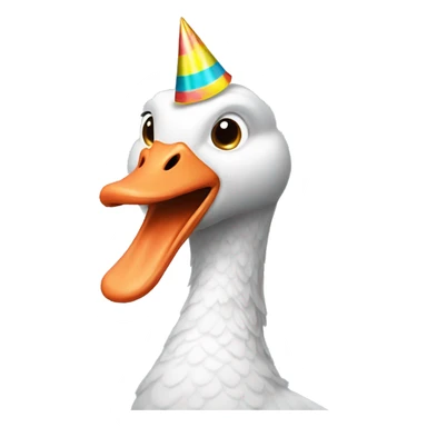 Silly goose eating a party hat sticker