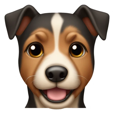 Perro Pincher, gordito y viejito con la lengua fuera, color negro con las cejas marron y canas  sticker