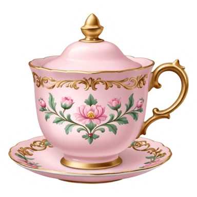  Vintage ornate rococo pale pink tea cup sticker