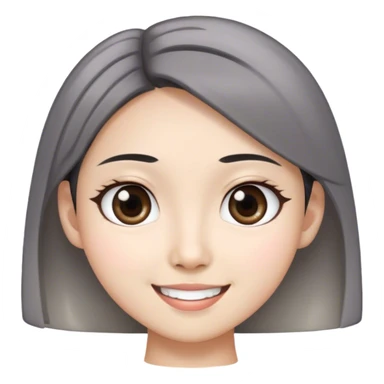 灰色挑染旁分頭髮 亞洲白人 眼睛大  笑起來好看  sticker