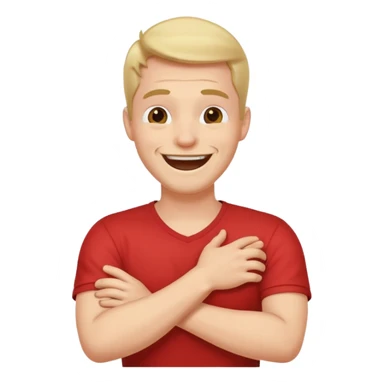 Arms crossed holding neck while laughing guy  sticker