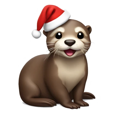 otter wearing a santa claus hat sticker