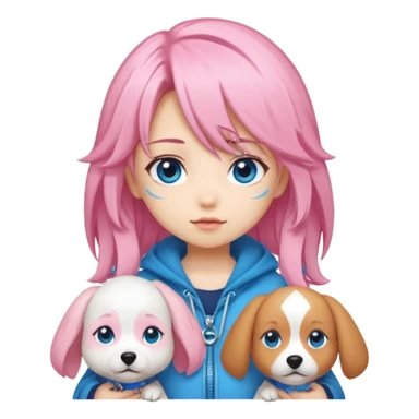 "Chibi-Anime-Girl mit Hundeohren, pinken Haaren, großen blauen Augen und breitem Grinsen." sticker
