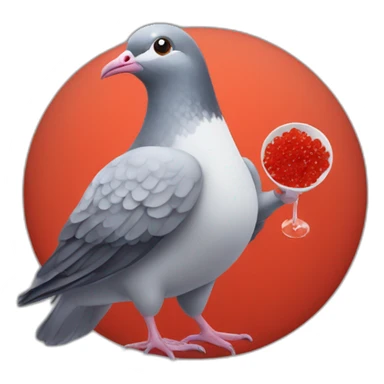 pidgeon holding red caviar in hand sticker
