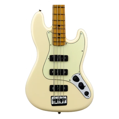 Cream colored fender fretless jazz bass white pearl pod pick guard sticker