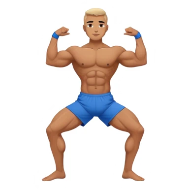bodybuilder blue short warrior-II yoga pose sticker